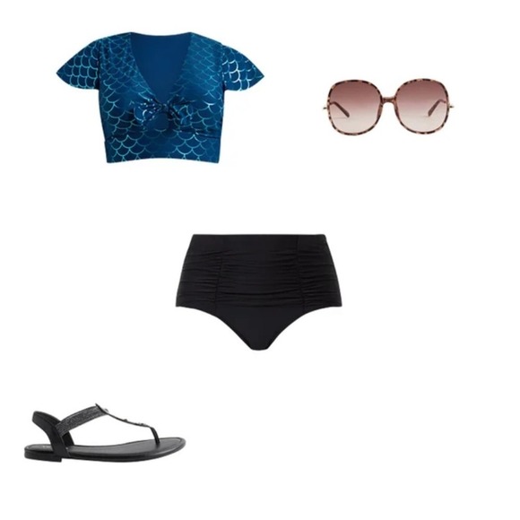 New Torrid sz 3 Blue Mermaid Bathing Swim Suit Top 3X - Picture 3 of 3